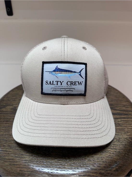 Salty Crew Other - Salty Crew Tan Marlin Patch Trucker Snap Back Hat